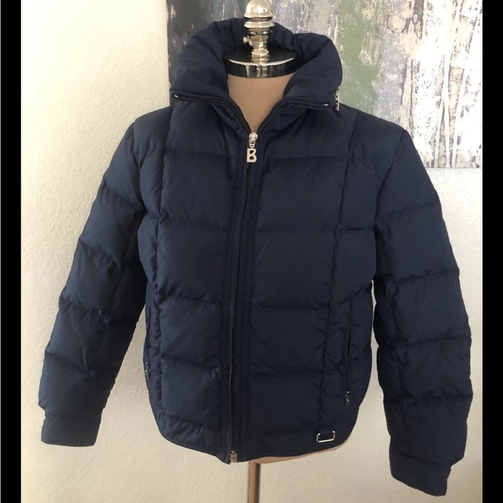 VINTAGE 80’s BOGNER Goose Down Navy Puffer Jacket Coat Womens SIZE SMALL